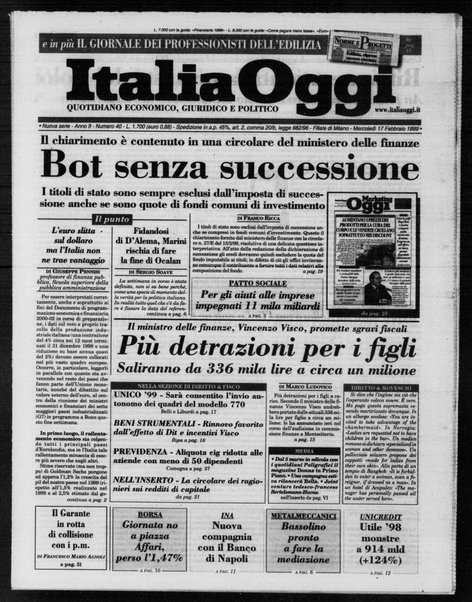 Italia oggi : quotidiano di economia finanza e politica